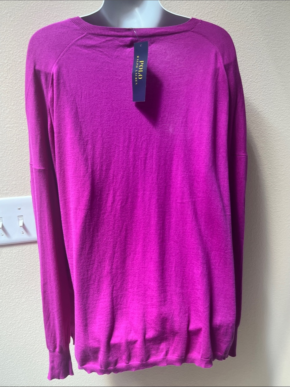 Polo Ralph Lauren XL V-Neck Sweater in Berry soft luxury New with tags - Picture 8 of 12